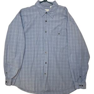 IZOD Plaid Shirt Mens XL Casual Button Down Long Sleeve Flip Cuffs Y2K blue